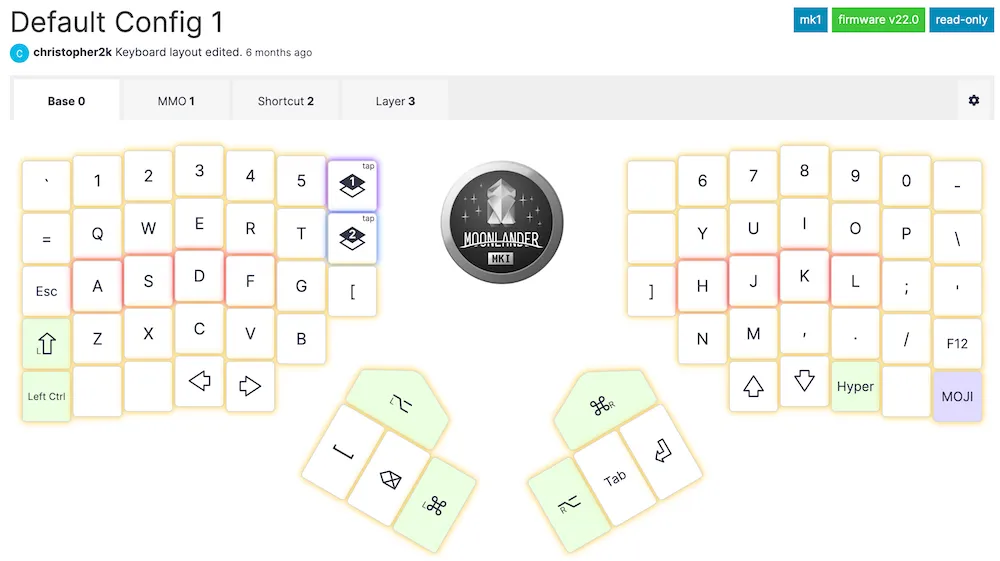 Screenshot of the ZSA configuration platform